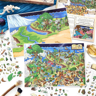 ENWEI 4 Cái [Dim Continent Series] Nhãn dán phong cảnh 3D Chống nước Bờ biển cực lớn Vương quốc ngọc lục bảo rừng cho tạp chí Đồ dùng lưu niệm
