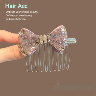Nhấp Nháy Kim Cương Giả Màu Hồng Nơ Lên Trên Xuống Lược Tóc Nữ Đầu Lưng Gãy Tóc Tidying Trán Nổ Tóc Lược Dụng Cụ Tiện Dụng