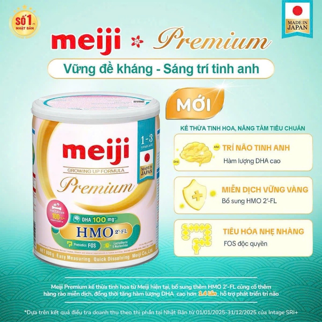 Sữa Bột Meiji Premium Lon 800g  - Sữa mới vị thanh nhạt dễ uống