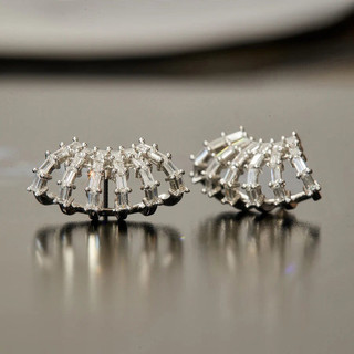 Châu Âu Mỹ ins Phong Cách Mới Rỗng Zircon Hình Học Bông Tai Nữ