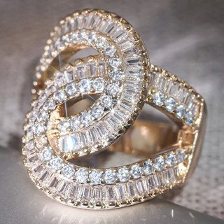 Châu Âu Mỹ ins Phong Cách Mới Zircon Hình Học Vòng Phóng Đại Nữ