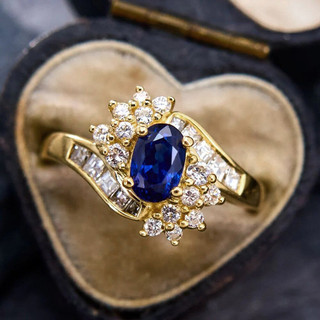 Châu Âu Mỹ ins Nhẫn Sapphire Giả Kim Cương Phong Cách Mới Nữ