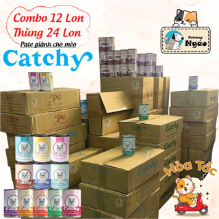 [ Thùng ] Pate Catchy 400gr - Thức ăn cho mèo con - mèo trưởng thành , bổ dưỡng, nhiều vị, tiết kiệm