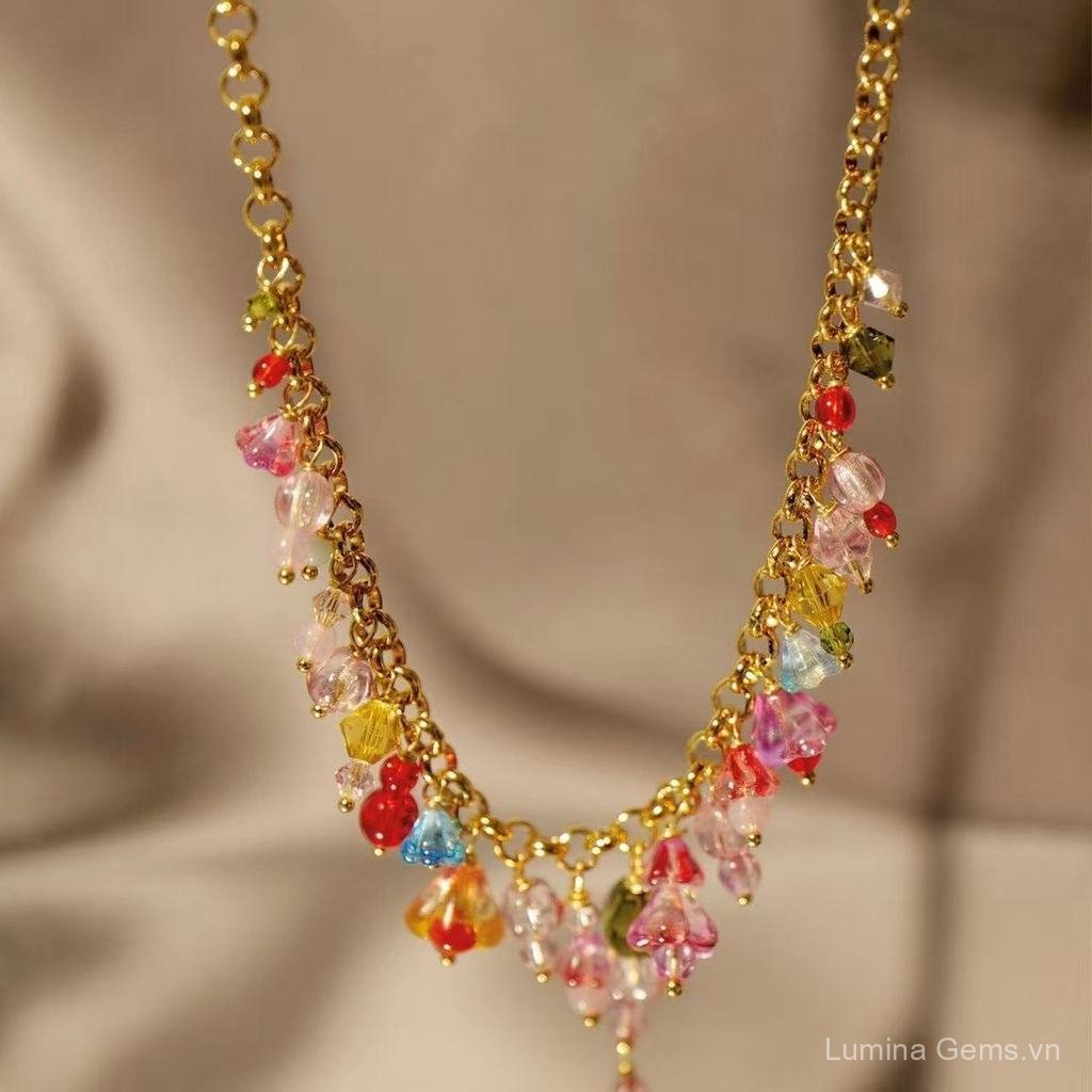 Hươu Trắng Cùng Phong Cách Dopamine Giọt Nước Bohemian choker Vòng Cổ Vòng Tay Nữ Thời Trang Sang Trọng Trang Sức Tinh Tế