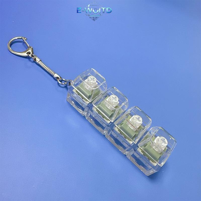 E-WOITD 4 phím Công tắc chìa khóa Móc khóa Máy kiểm tra trục LED Fidget Nút Keycap Đồ chơi Bàn phím cơ Máy kiểm tra trục Giảm căng thẳng Móc khóa Quà tặng E-WOITD