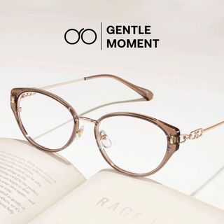 [KOL Live] Gọng kính mắt mèo nữ GENTLE MOMENT gọng kim loại chống ánh sáng xanh chống tia UV kính đổi màu GMK239