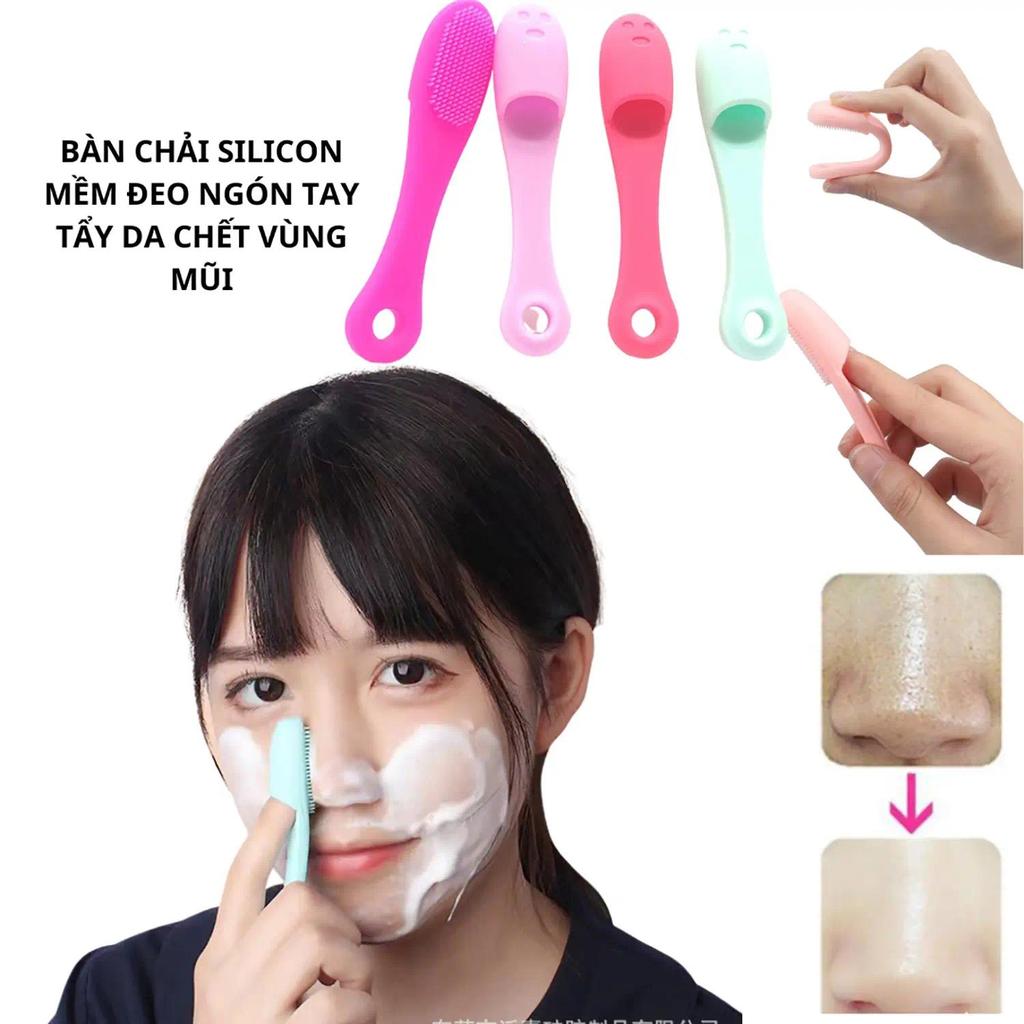 1 Bàn Chải Silicon Mềm đeo Ngón Tay Làm Sạch Tẩy Da Chết Vùng Mũi
