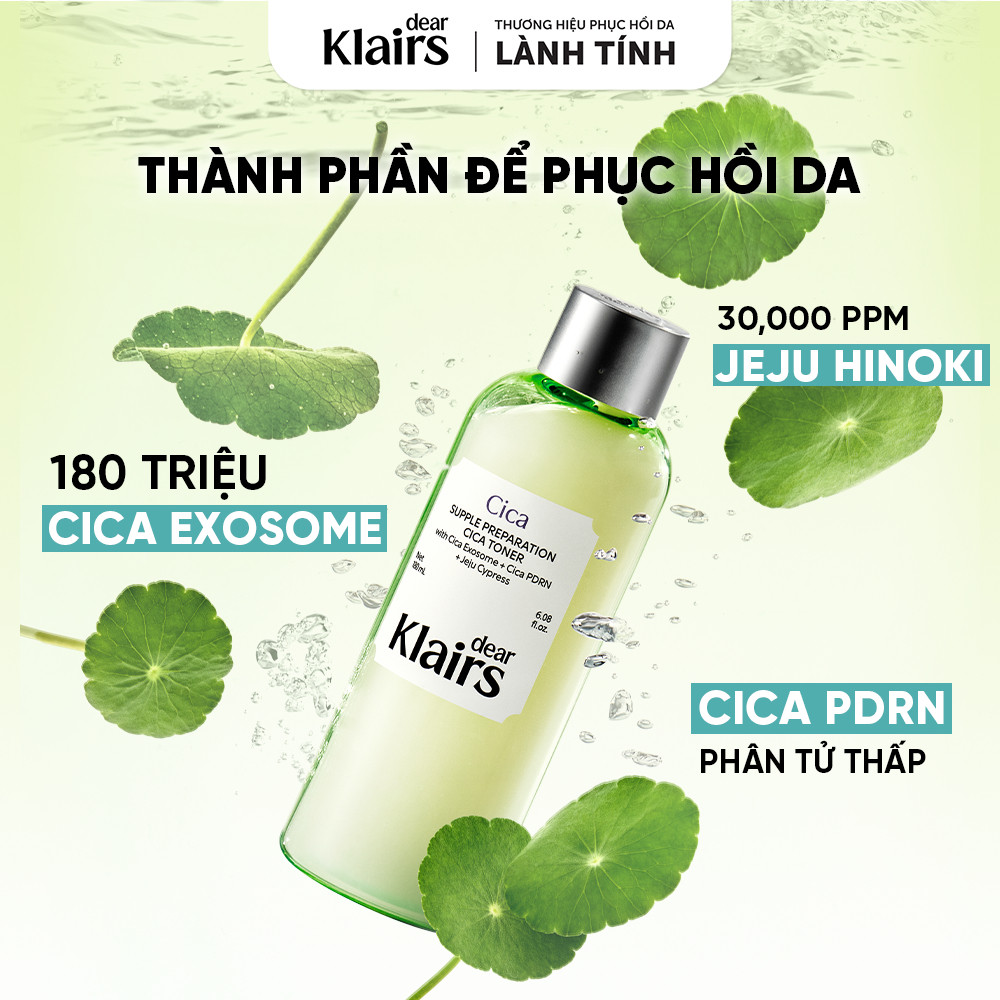 [ĐQ] Nước hoa hồng Dear Klairs Supple Preparation Cica Toner 180ml