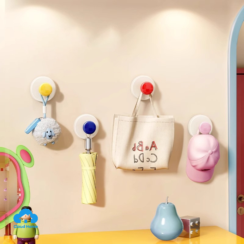 🌤️COD🌤️Móc treo đồ hút chân không, Móc Hút Tròn Treo Đồ Dán Tường Nhà Tắm Nhà Bếp Không Cần Khoan Đục Decor Xinh Xắn