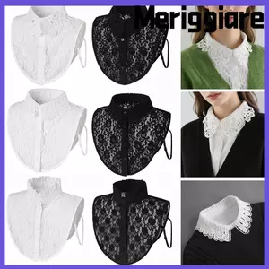 Cổ Giả MERIGGIARE, Cổ Giả Trắng Đen Có Thể Tháo Rời, Thời Trang Ren Ve Áo Nửa Áo Sơ Mi Nữ Bé Gái