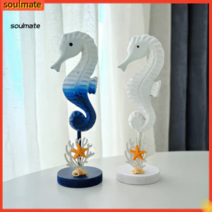 Linh hồn| 3d Seahorse Art Trang trí theo chủ đề đại dương Trang trí cá ngựa gỗ mộc mạc với đế tròn – Trang trí ngôi nhà bãi biển ven biển Hình sao biển cho khu vực Đông Nam