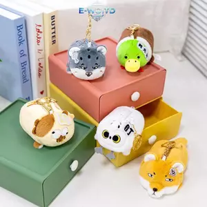 E-WOITD Hoạt Hình Dễ Thương Động Vật Sang Trọng Ví Sang Trọng Quyến Rũ Móc Khóa Sáng Tạo Ví Đựng Tiền Xu Túi Tai Nghe Tạp Hóa Túi Bảo Quản Trang Sức Quà Tặng E-WOITD