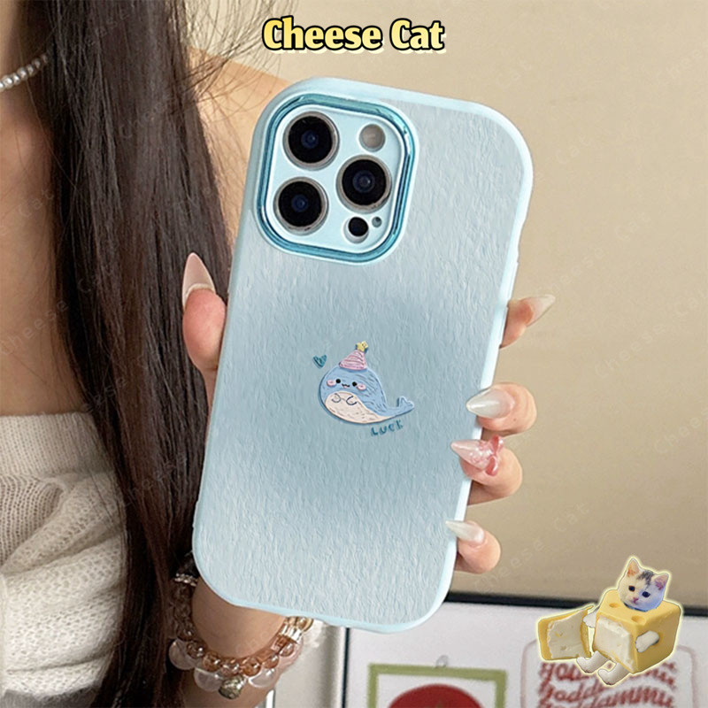 cá voi xanh cho iPhone 11 12 13 14 15 16 17 Pro Max Plus 17 Air 7P Xs Max XR Ốp iPhone màu xanh dễ thương