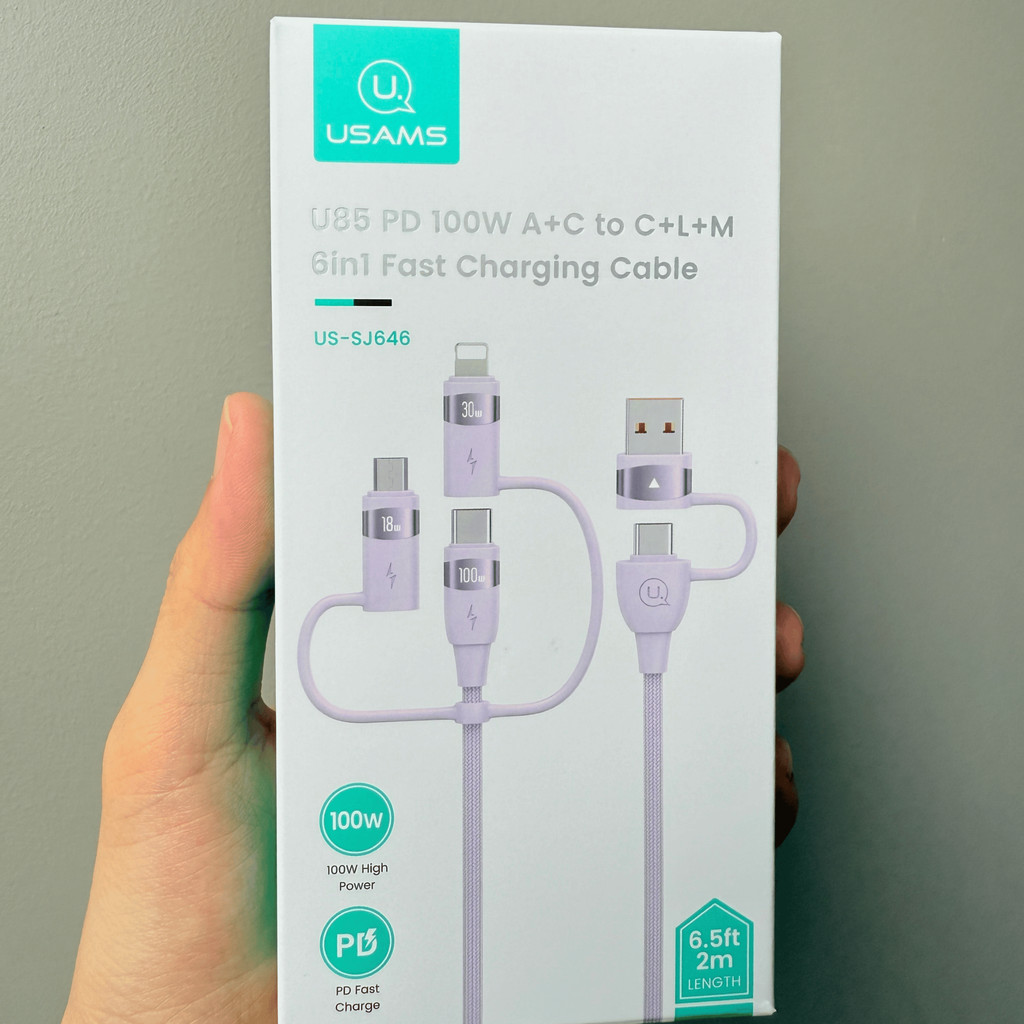 Dây cáp sạc nhanh USAMS PD100W 27W 6-in-1 USB lP type C/truyền dữ liệu Đa Năng Bọc Dù - ENJOYPLUS | BigBuy360 - bigbuy360.vn
