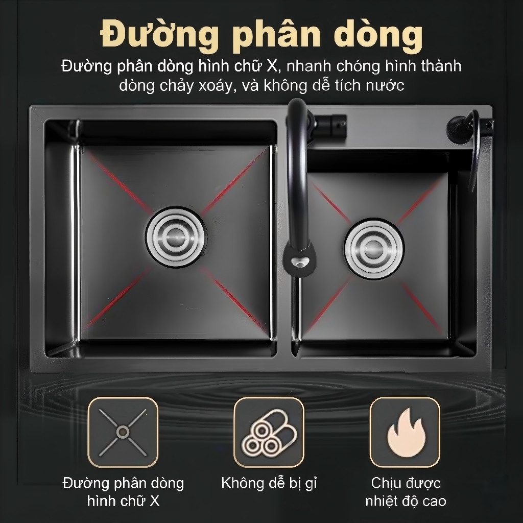 Chậu Rửa Bát 1 Hố Inox 304 Nhiều kích cỡ -Full Phụ Kiện, Sang Trọng, Chống Gỉ, Dễ Lắp Đặt