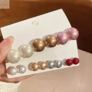 AWNGD 3 / 6 Đôi Bông Tai Giả, Bông Tai Champagne Sang Trọng Đơn Giản, Kích Cỡ Khác Nhau Nhẹ Tai Trang Sức Thời Trang Nữ
