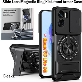 Mới Trượt Ống Kính Funda Cho Honor 90 Lite 5G Ốp Lưng Xoay Vòng Từ Tính Đứng Dành Cho Honor 90 Lite Ốp Lưng Có Thể Gập Lại Chân Đế Vỏ Giáp