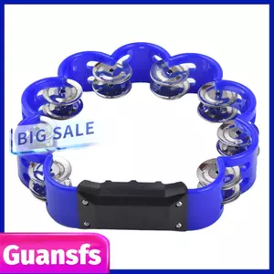 Guansfs Guansfs Jectse Tay cầm Tambourine Chất liệu ABS nhẹ chắc chắn với tiếng leng keng đôi cho âm thanh sống động rõ ràng Các cạnh cong mượt mà Tay cầm tiện dụng Lớp học Ban nhạc Dàn nhạc (Đen)