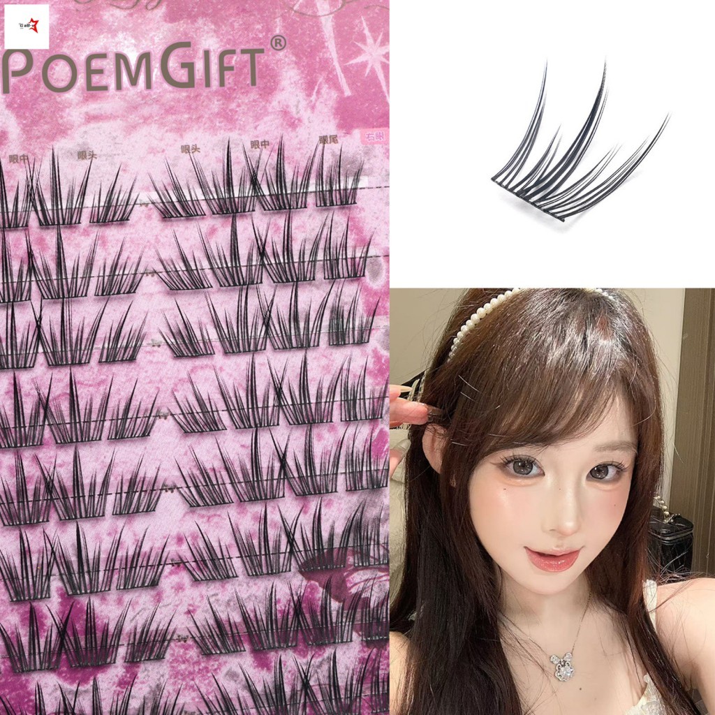 Lông mi giả truyện tranh tự nhiên 120 chiếc C Curl Chiều dài hỗn hợp Cụm riêng lẻ có thể tái sử dụng để trang điểm hàng ngày