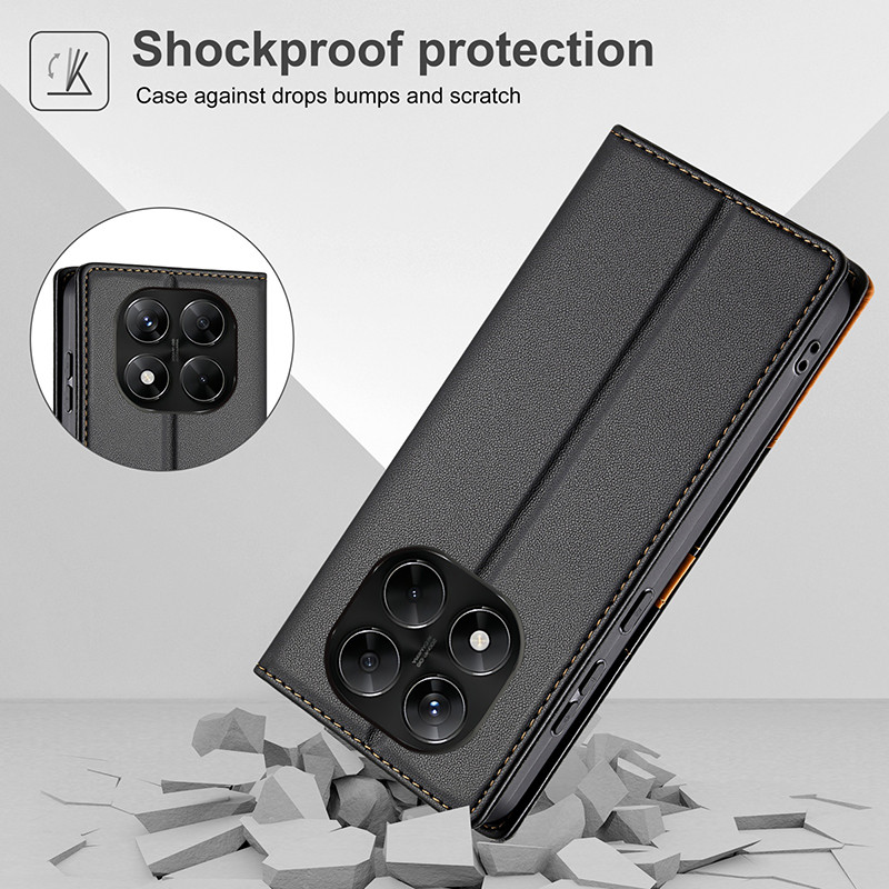 Dành Cho Xiaomi Redmi Note 15 14 13 Pro Plus 5G Note 14 Doanh Nghiệp RFID Chặn Ví Điện Thoại Bao Da PU Lật Chân Đế Vỏ