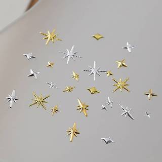 [Bea-t] 6 / 12 Lưới Trộn Đinh Tán Móng Tay Vàng / Bạc Ngôi Sao Ánh Sáng Móng Tay Nghệ Thuật Quyến Rũ Phụ Kiện Ánh Sáng Ngôi Sao Đồ Dùng Làm Móng Tay [[Mới]