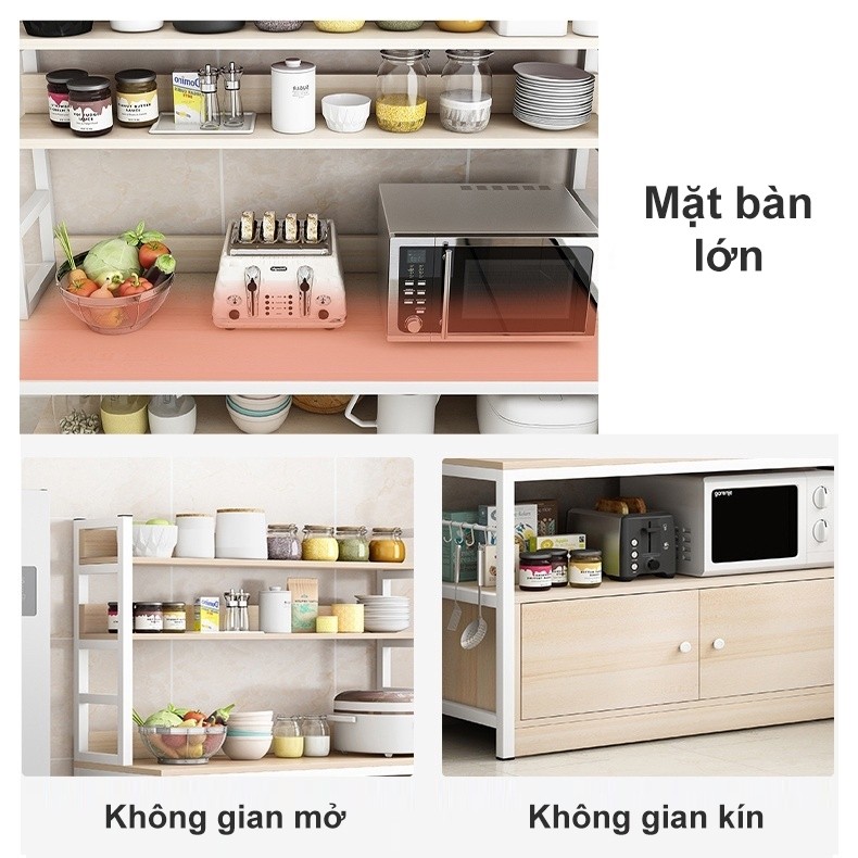 Kệ bếp Có Tủ Cao Cấp Kệ Lò Vi Sóng Đa Năng Kệ Trí Khung Sắt Năng MDF Dày Bền Vững Sang Trọng