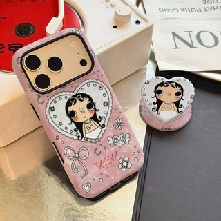 Ốp bảo vệ chân đế hình trái tim cho iPhone 11 12promax 13pro15pro 15promax 14 14promax 14promax 14pro 16 pro max 16 plus 17 17promax hai trong một