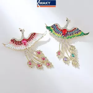Trang sức phụ kiện nữ với kim cương giả bay phượng hoàng thổ cẩm - Quà tặng độc đáo