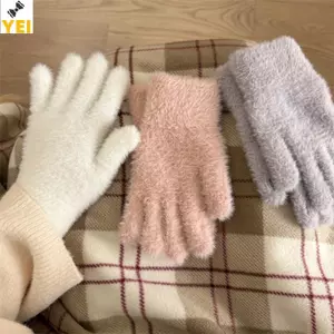 Găng Tay Giả Chồn Nhung Năm Ngón Ấm Áp, Phù Hợp Mặc Ngoài Trời Và Đi Xe Đạp