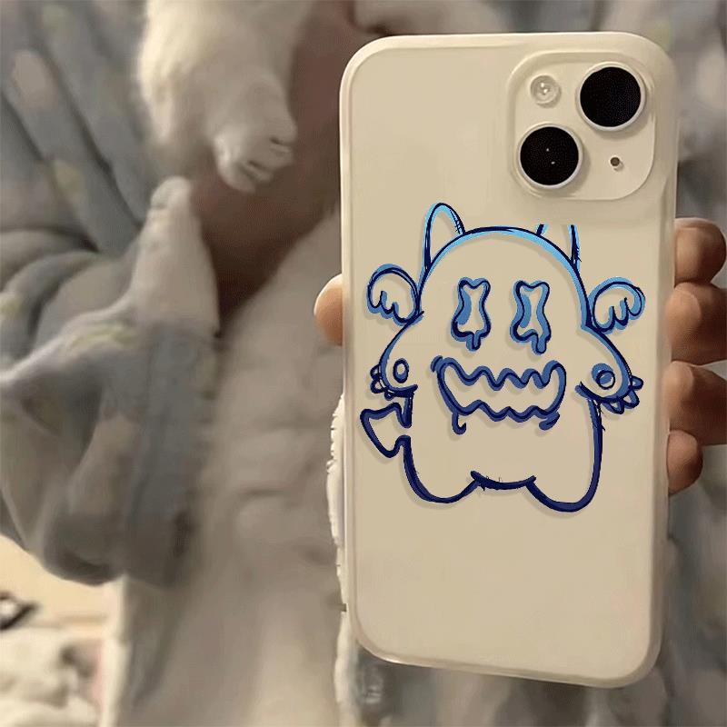 Blue Line Little Monster cho trường hợp iPhone 17pro iPhone 15/14/13pro Skin Scrub