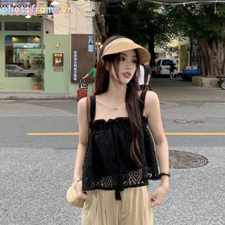 Khung Ảnh Mùa Hè Rỗng và Camisole Dệt Kim Màu Trơn Không Tay Cho Nữ