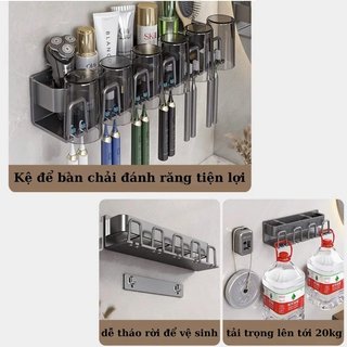 Giá đỡ bàn chải đánh răng treo tường Giá nhôm Cốc ABS Máy khoan Phòng tắm miễn phí Người tổ chức Tiết kiệm không gian