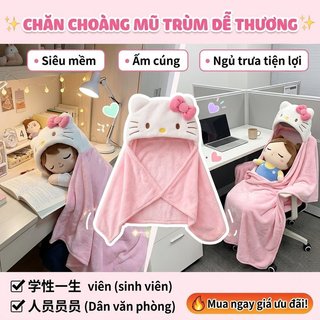 Có Mũ Trùm Đầu Chăn Sang Trọng Mềm Mại Ấm Áp Dễ Thương Anime Ngủ Khăn Choàng Văn Phòng Ngủ Ký Túc Xá Phòng Khách Ấm Áp Ném