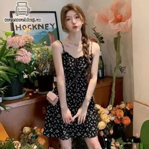 Váy Vintage Voan HoaMini Không Tay Cho Ngày Thường Mùa Hè