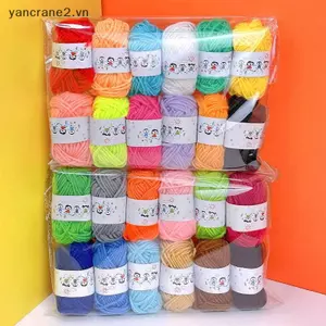 12 Sợi len Cotton mềm mại ấm áp DIY mềm Sợi dệt kim tay chất lượng tốt cho sợi móc đan thủ công (vn)