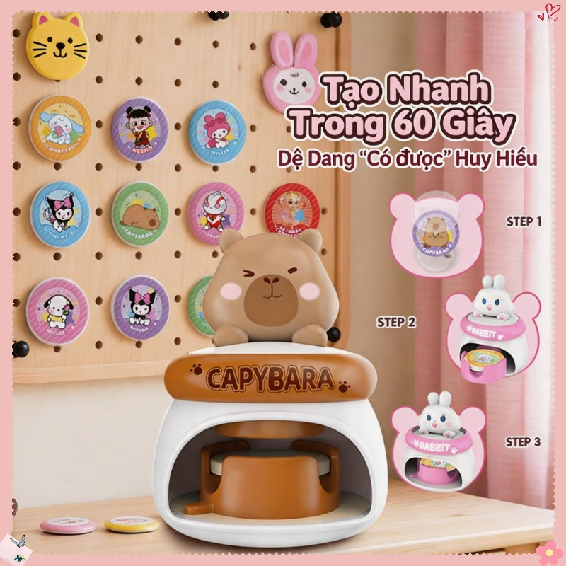 Máy tạo huy hiệu sticker sáng tạo cho bé – Máy ép tự làm huy hiệu handmade, an toàn, quà tặng ý nghĩa cho trẻ em