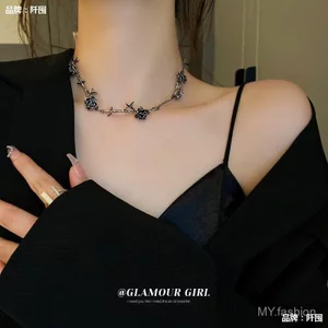 Vòng cổ lá camellia phong cách hip-hop thời trang cho nam và nữ