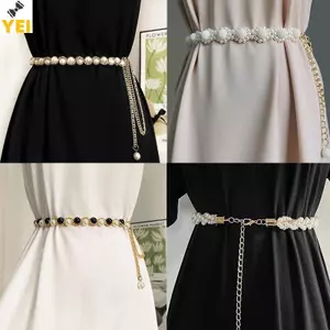 Thắt Lưng Nam Phái Ngọc Trai với Dây Xích Co Giãn - Phụ Kiện Thời Trang Cho Nữ
