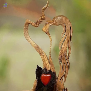 Tượng Cặp Đôi Tình Yêu Đam Mê Nam Nữ Hôn Tượng Gỗ Thích Hợp Cho Lễ Tân Gia Quà Tặng Đám Cưới