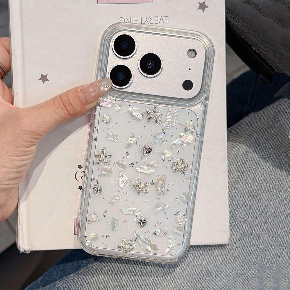 Ốp Điện Thoại Nhựa Vỏ Ngôi Sao Bạc 3D Cho iPhone 17 Pro Max 16 Plus 15 14 13 12 11 Vỏ Bảo Vệ Chống Sốc