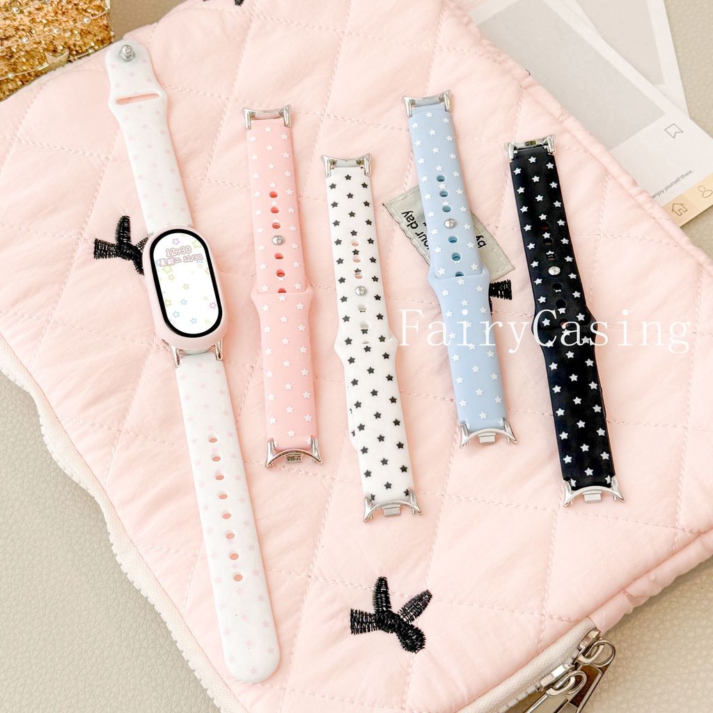 Ngôi Sao In Hình Dây Silicon Cho Xiaomi Mi Band 10 9 8 7 6 5 4 3 Vòng Tay Có Thể Thay Thế Cho Redmi Watch 4 5 6 Dây Đeo Tay