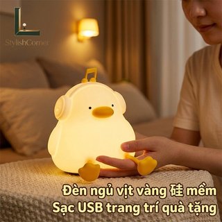 Đèn ngủ vịt dễ thương Đèn bàn silicon cảm ứng có thể điều chỉnh độ sáng USB có thể sạc lại Trang trí phòng bé