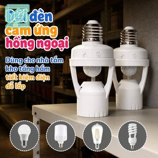 Giá đỡ đèn cảm biến chuyển động hồng ngoại E27 Tự động bật tắt Phòng tắm Tầng hầm Hành lang Tiết kiệm năng lượng