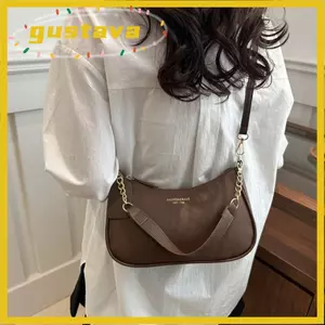 Túi đeo vai GUSTAVA, Túi đeo chéo màu trơn có dây kéo, Túi đeo nách bằng da PU có thể điều chỉnh thời trang dành cho nữ