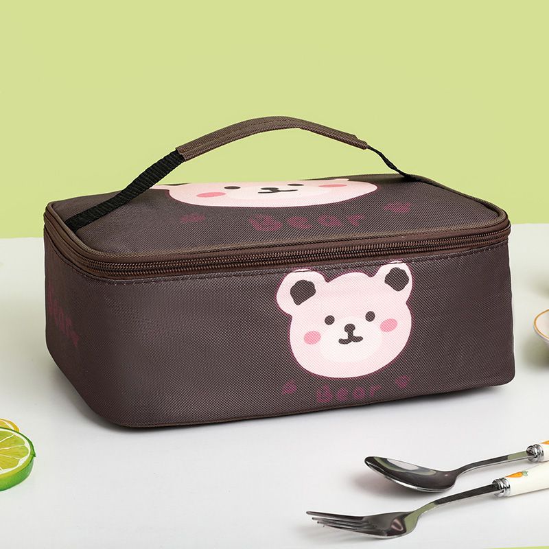 Túi cách nhiệt hoạt hình 26.3cm, túi ăn trưa hình chữ nhật, vải Oxford, kèm lớp lá nhôm, xách tay cho học sinh