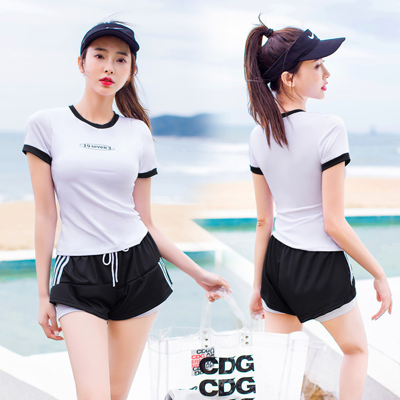 Thời Trang Màu Trơn Bảo Vệ Váy Bơi Bao Bụng Ôm Hơn Nhìn Nhỏ Ngực Thể Thao Phong Cách Chia Một Mảnh Tùy Chọn Mùa Xuân Nóng Đồ Bơi Thể Dục Cơ Thể