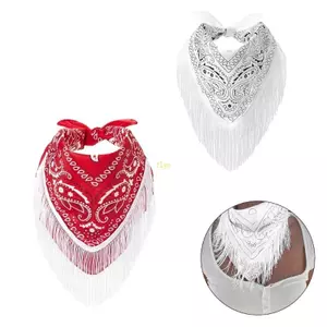 Flgo Khăn quàng cổ nữ thời trang có viền Bandana Bò cô gái Bachelorette Bandanas Hoàn hảo cho các dịp khác nhau