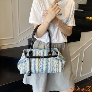 Túi đeo vai nữ thường ngày sọc sành điệu Túi đeo vai kỳ nghỉ sức chứa lớn