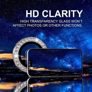 Kính bảo vệ camera iPhone đính đá lấp lánh chống trầy cho iPhone 11 12 13 14 15 16 17 Pro Max 17 Air
