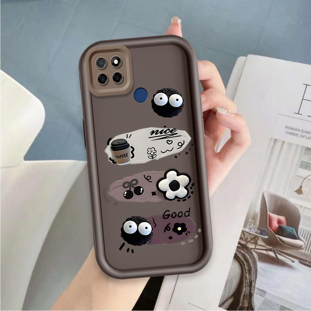 Ốp Lưng Cho Realme C12 C25 C25S C21Y C25Y C15 Narzo 30A Narzo 20 Vỏ Điện Thoại Silicon Mềm TPU Bóng Than Đen Mắt Thiên Thần Ốp Lưng Chống Sốc